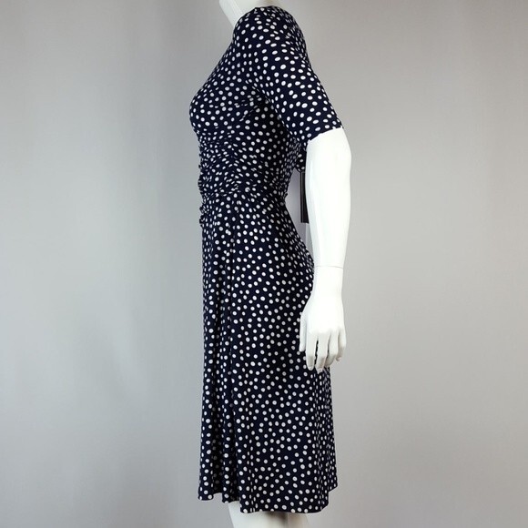 NEW Jones Wear Navy Polkadot Dress - Picture 2 of 8